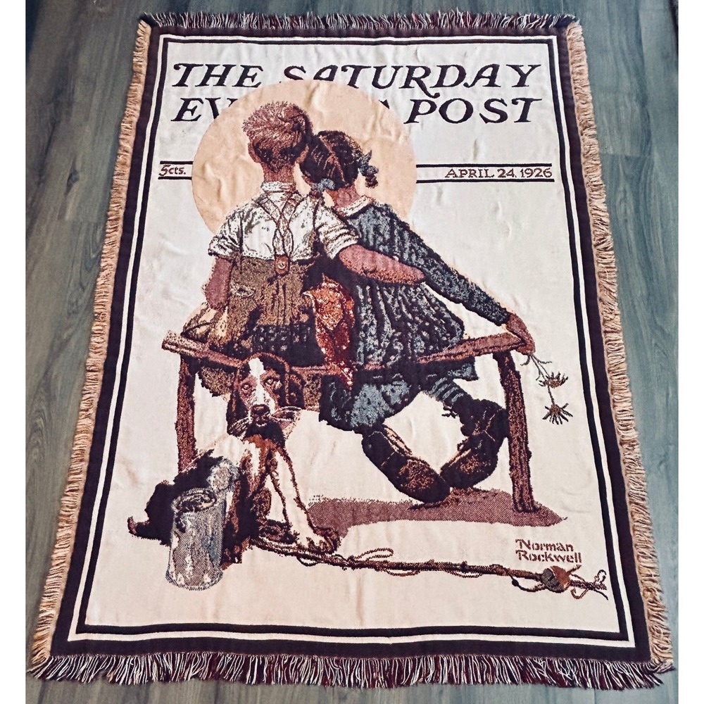 Norman Rockwell Little Spooners Saturday Evening Post 1926 Throw Blanket USA